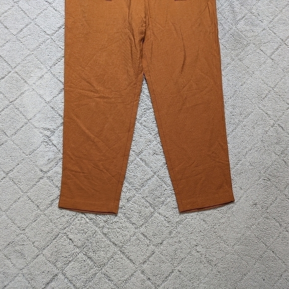 Leith Pants Women's Medium Brown Ginger Paperbag Tie Waist Crop Tapered Fit - Picture 3 of 8